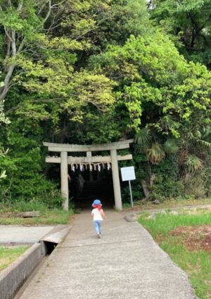 鳥居に向かう女の子