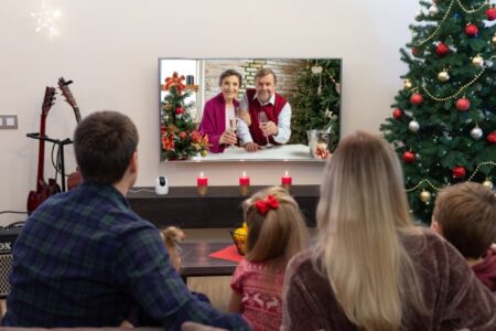 クリスマス祖父母とテレビ電話